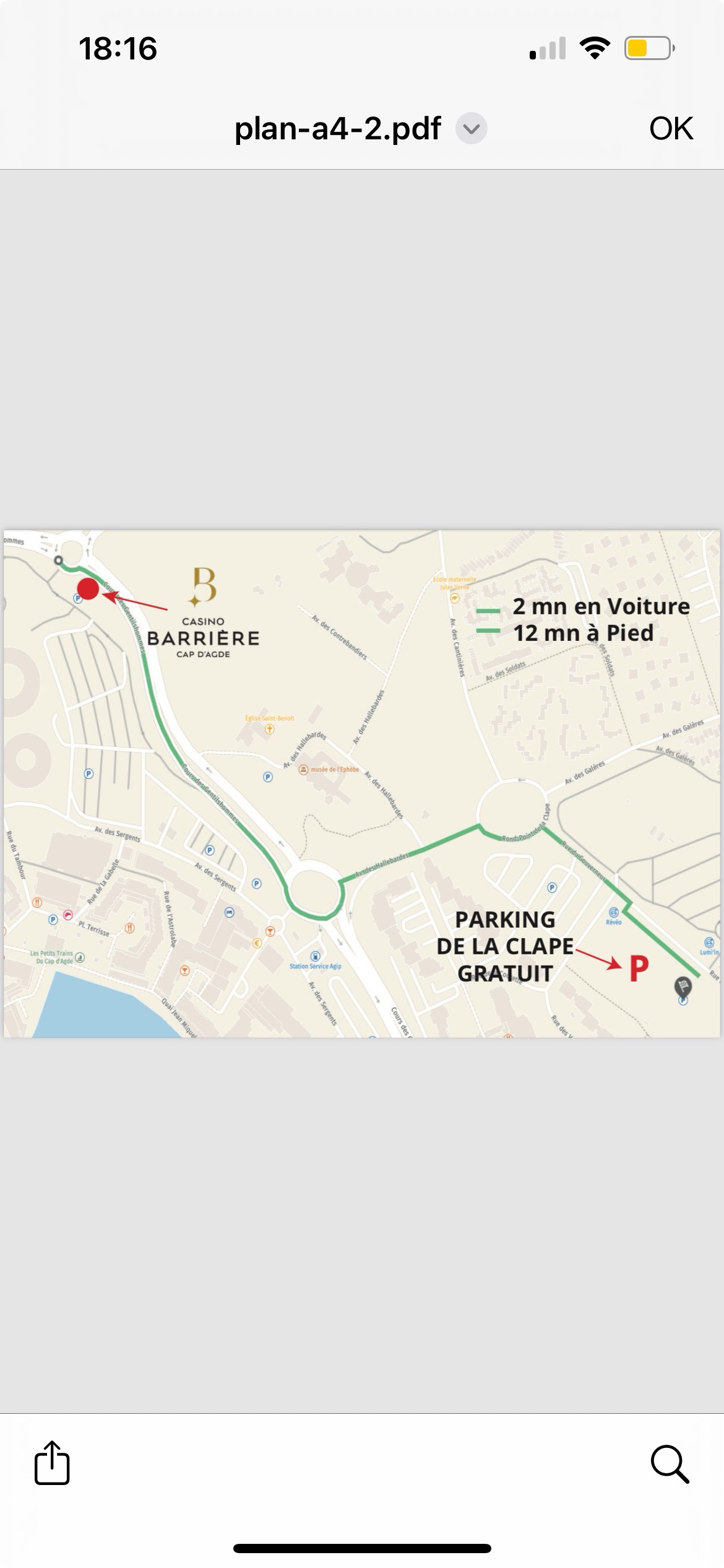 Plan accs parking gratuit Agde