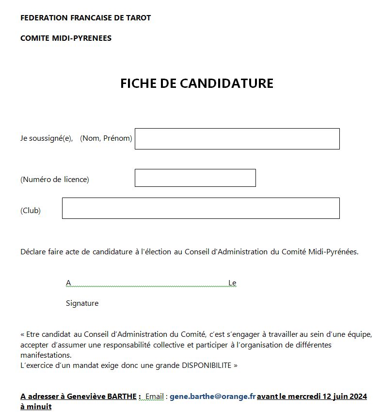 Fiche candidature