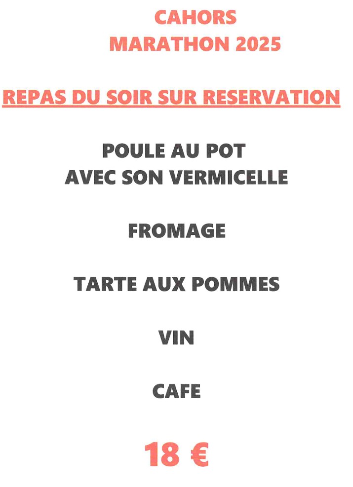 Menu Marathon Cahors