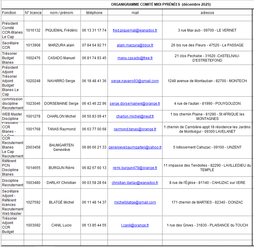 organigramme comite detaille saison 2025 2026
